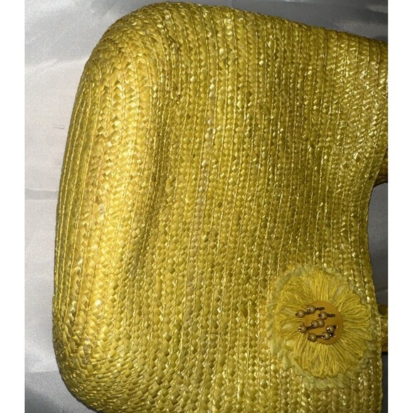 Large Yellow African Woven Straw Sisal Bucket Tote Straw Handbag Kente-styled - Picture 3 of 10